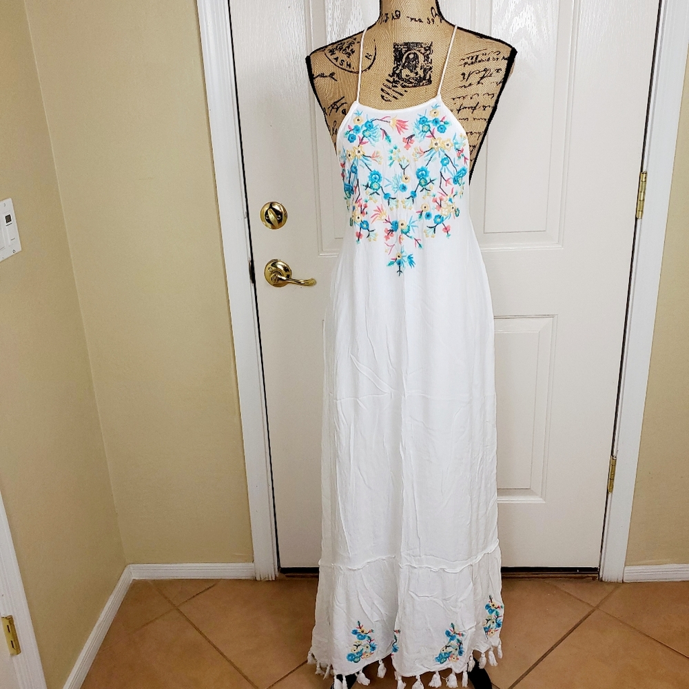 Raga Ashlyn Floral Embroidered Tassel Maxi Dress